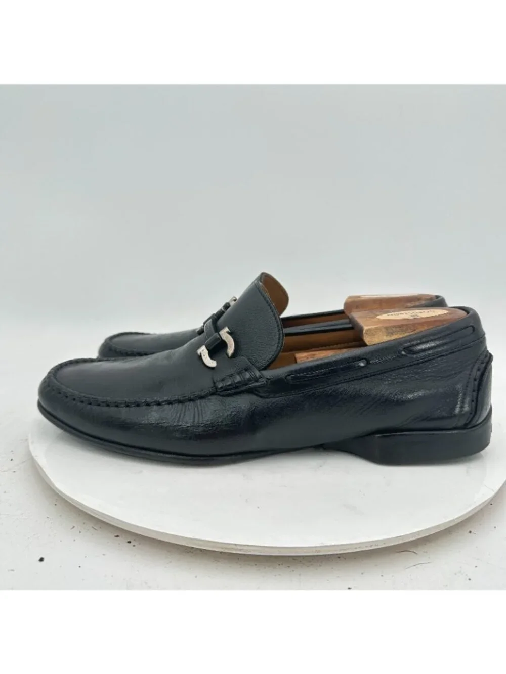 Salvatore Ferragamo Men Size 8 2E Black Leather Horsebit Loafer Dress Shoes